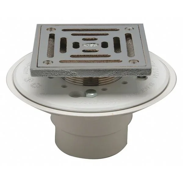 ZURN FD2254-PV2-CS4 PVC Shower Drain With 4 3/16 -Inch Square Adjustable Chrome-Plated Bronze Head Top | CV8NHA
