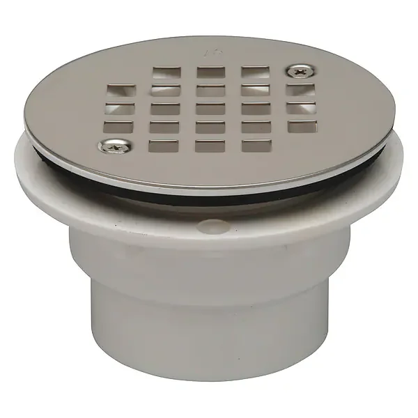 ZURN FD2260-PV2 PVC Shower Stall Drain, 4 1/6-Inch Round, Stainless Steel-Strainer | CV8NHB