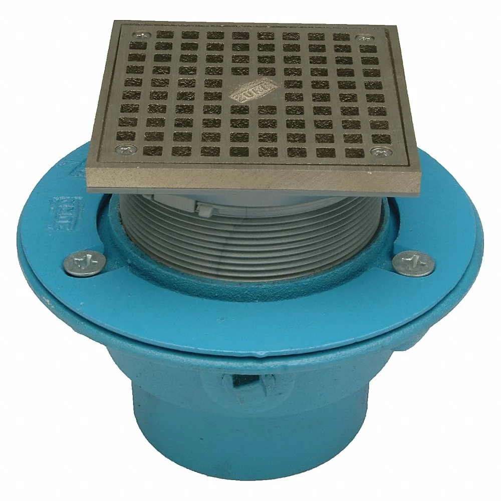 ZURN GR-FS05NI-C4N-PS-CC Nickel Bronze, Square, Floor Drain, No Hub, Pipe Diameter 4 Inch | CE9UQU 29VN22