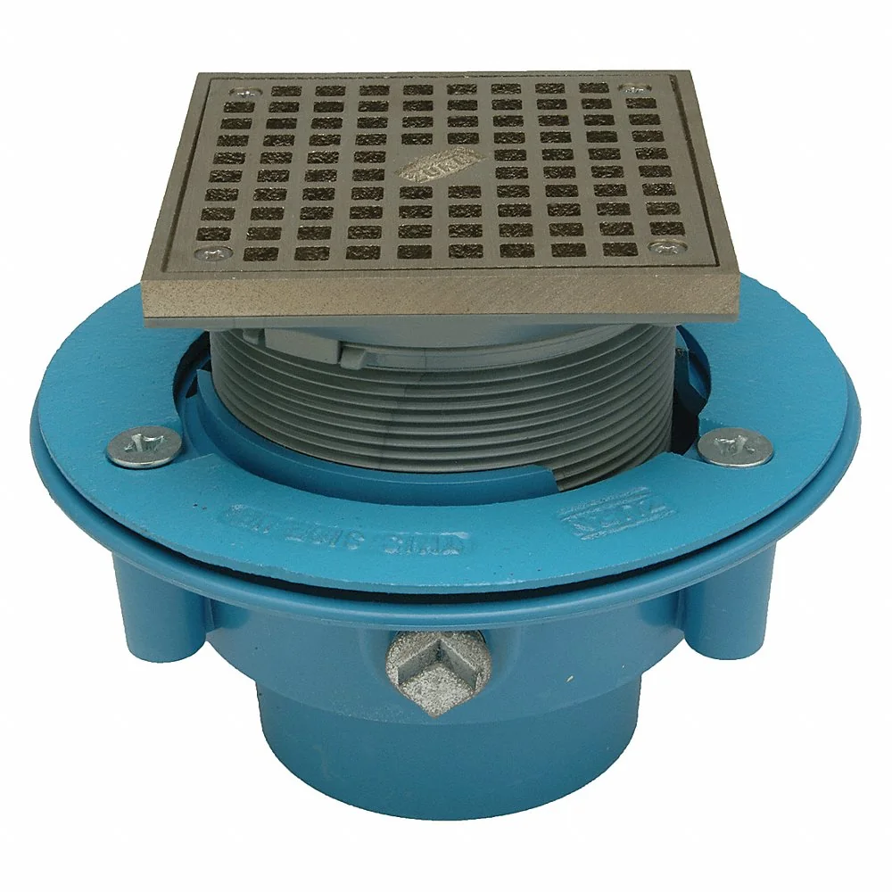 ZURN GR-FS05NI-P3S-PS-CC Nickel Bronze, Square, Floor Drain, Solvent Weld, Pipe Diameter 3 51/64 Inch | CE9UQR 29VN08